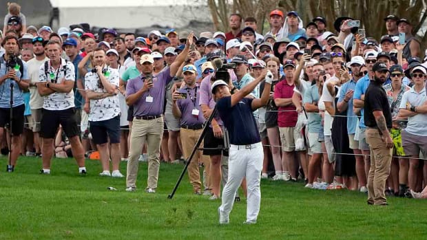 Kurt Kitayama plays the 18th hole in the final round of the 2023 Arnold Palmer Invitational.